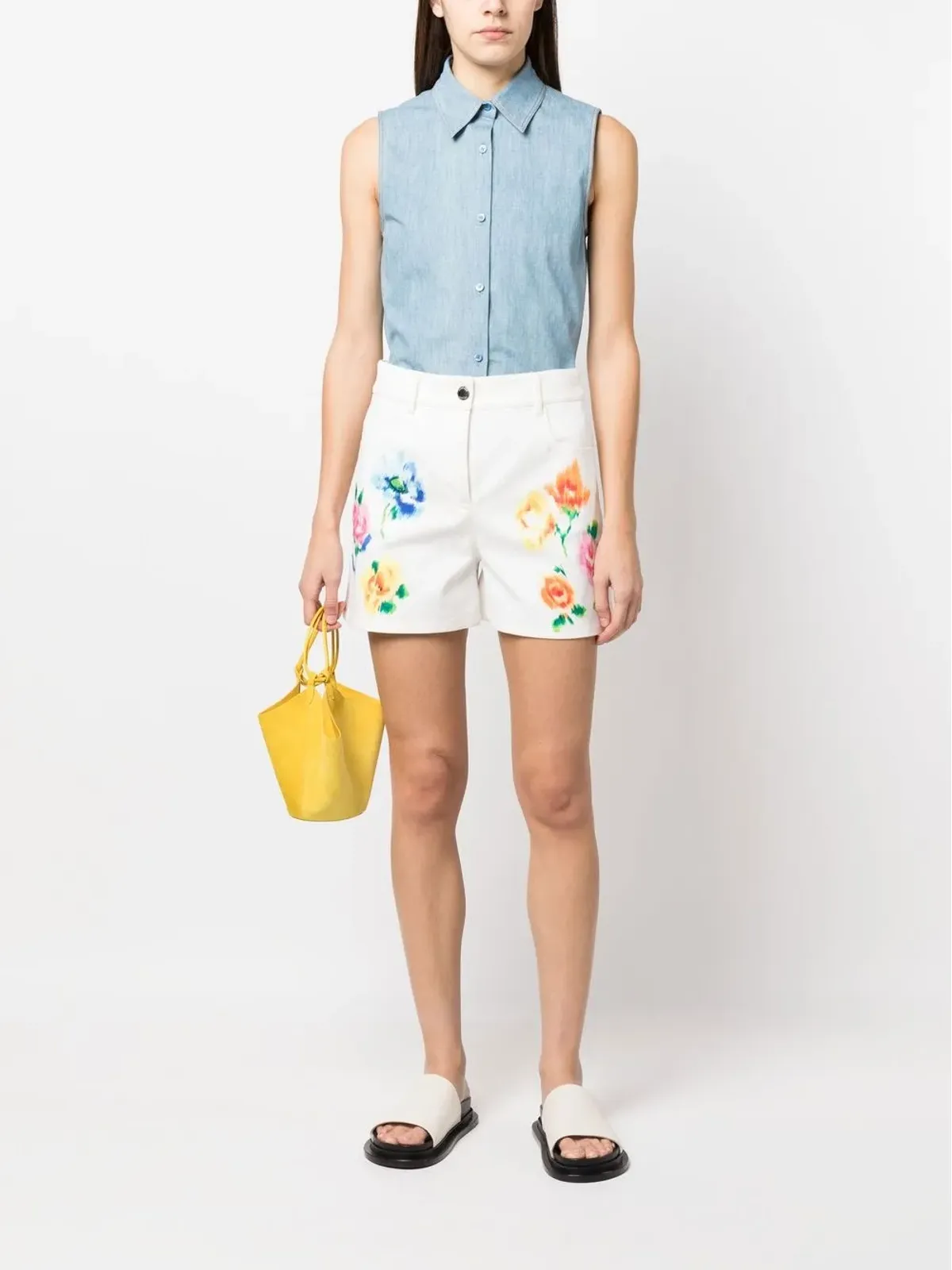 Boutique Moschino 花柄プリントデニムショーツ - White - 画像2