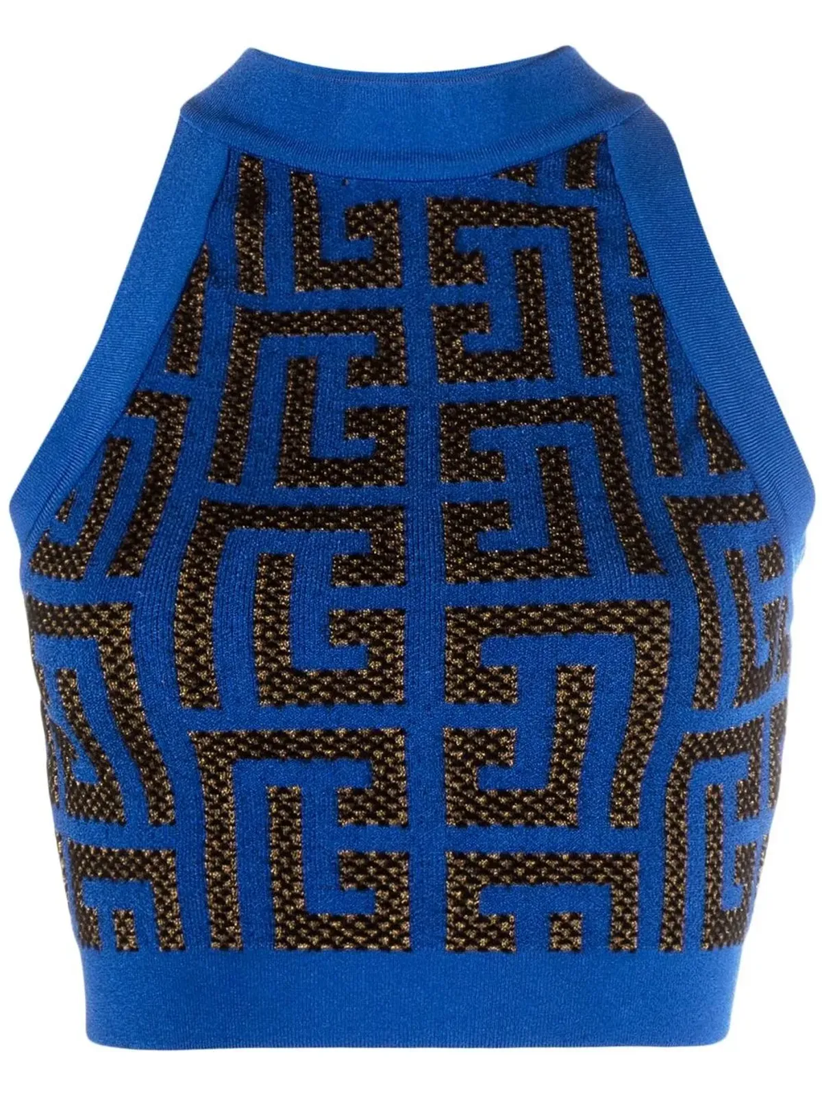 Balmain モノグラムニット クロップトップ ブルー - 画像1