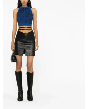 Balmain モノグラムニット クロップトップ ブルー - サムネイル2