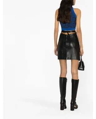Balmain モノグラムニット クロップトップ ブルー - サムネイル3