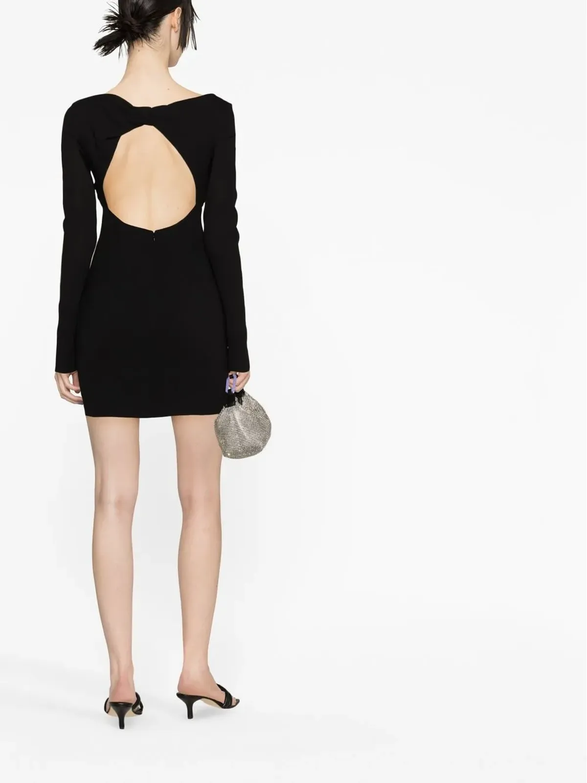 Blumarine 長袖Vネック ミニドレス - ブラック - 画像3