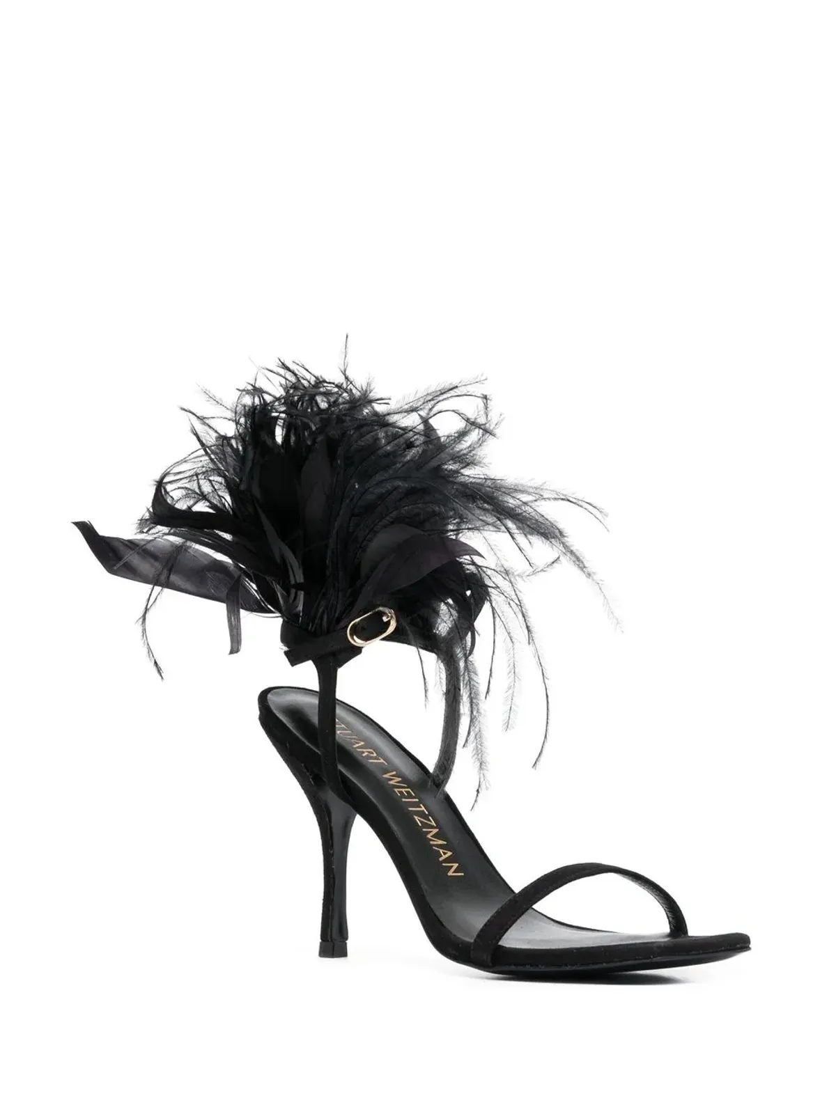 Stuart Weitzman プルーム 100 羽毛トリム サンダル - ブラック - 画像2