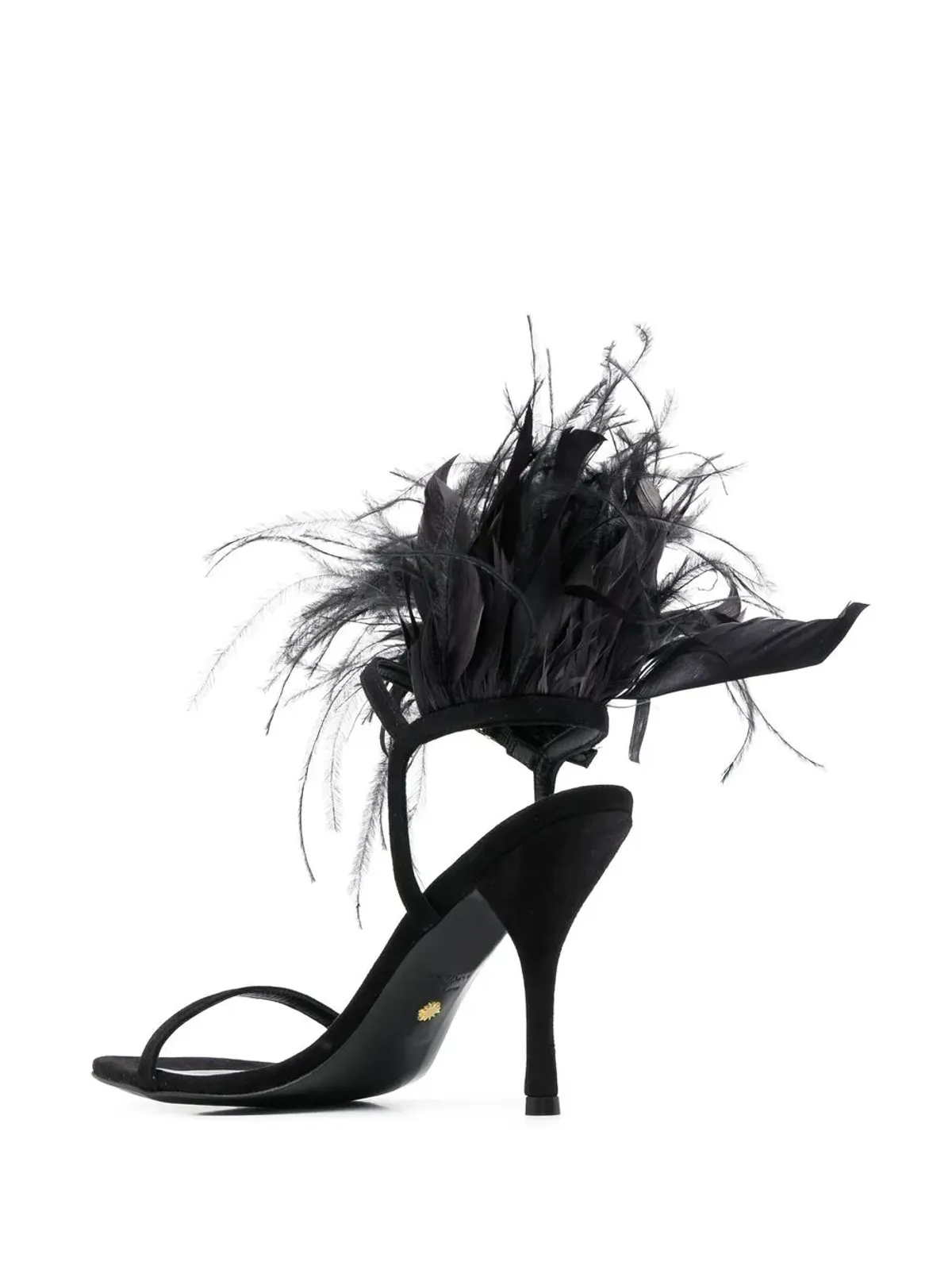 Stuart Weitzman プルーム 100 羽毛トリム サンダル - ブラック - 画像3