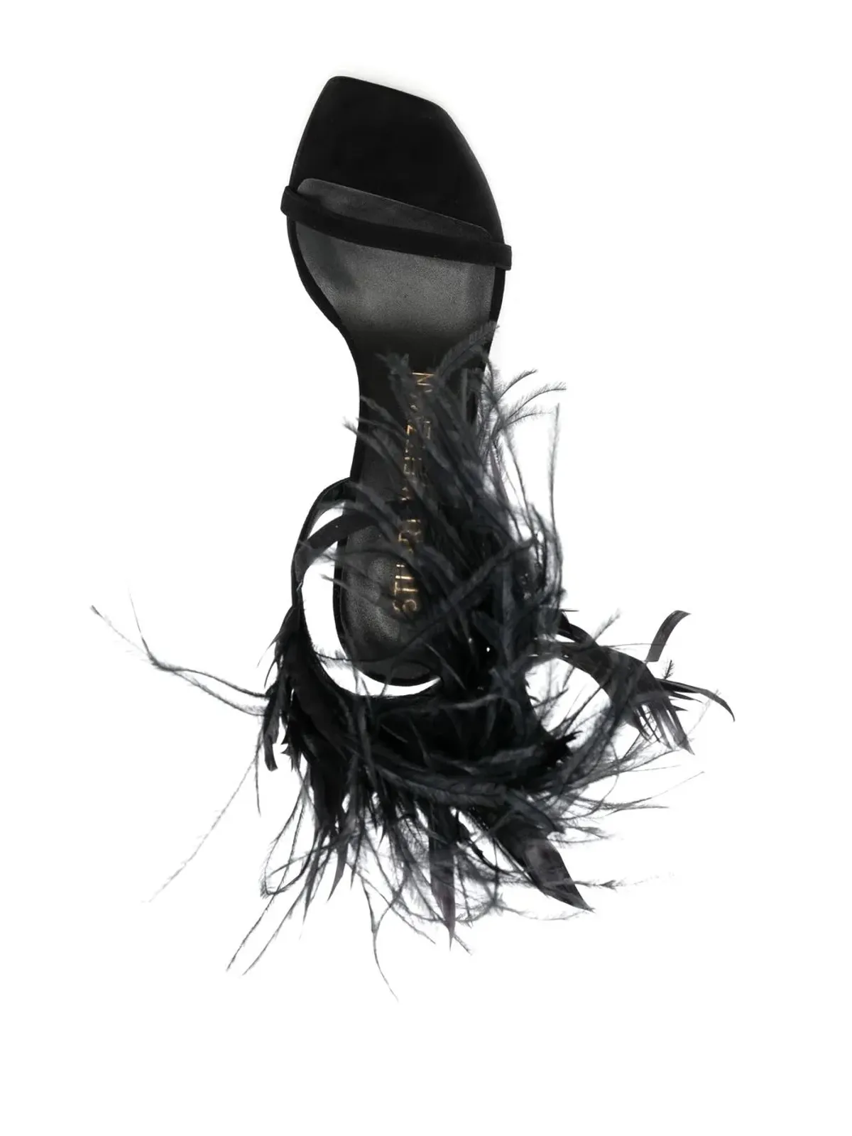 Stuart Weitzman プルーム 100 羽毛トリム サンダル - ブラック - 画像4