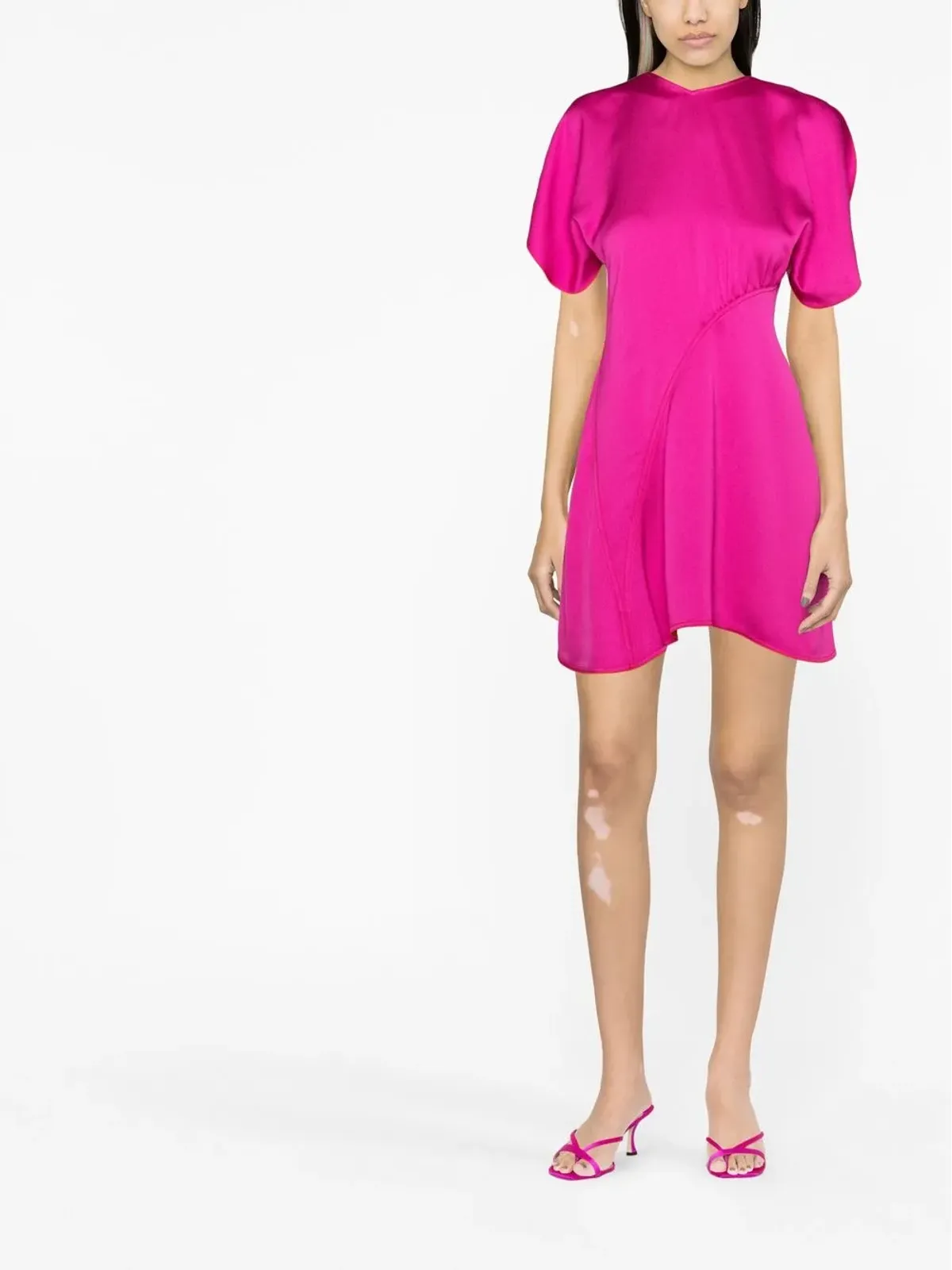 Victoria Beckham ラウンドネック サテン ミニドレス - ピンク - 画像2