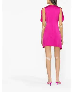 Victoria Beckham ラウンドネック サテン ミニドレス - ピンク - サムネイル4