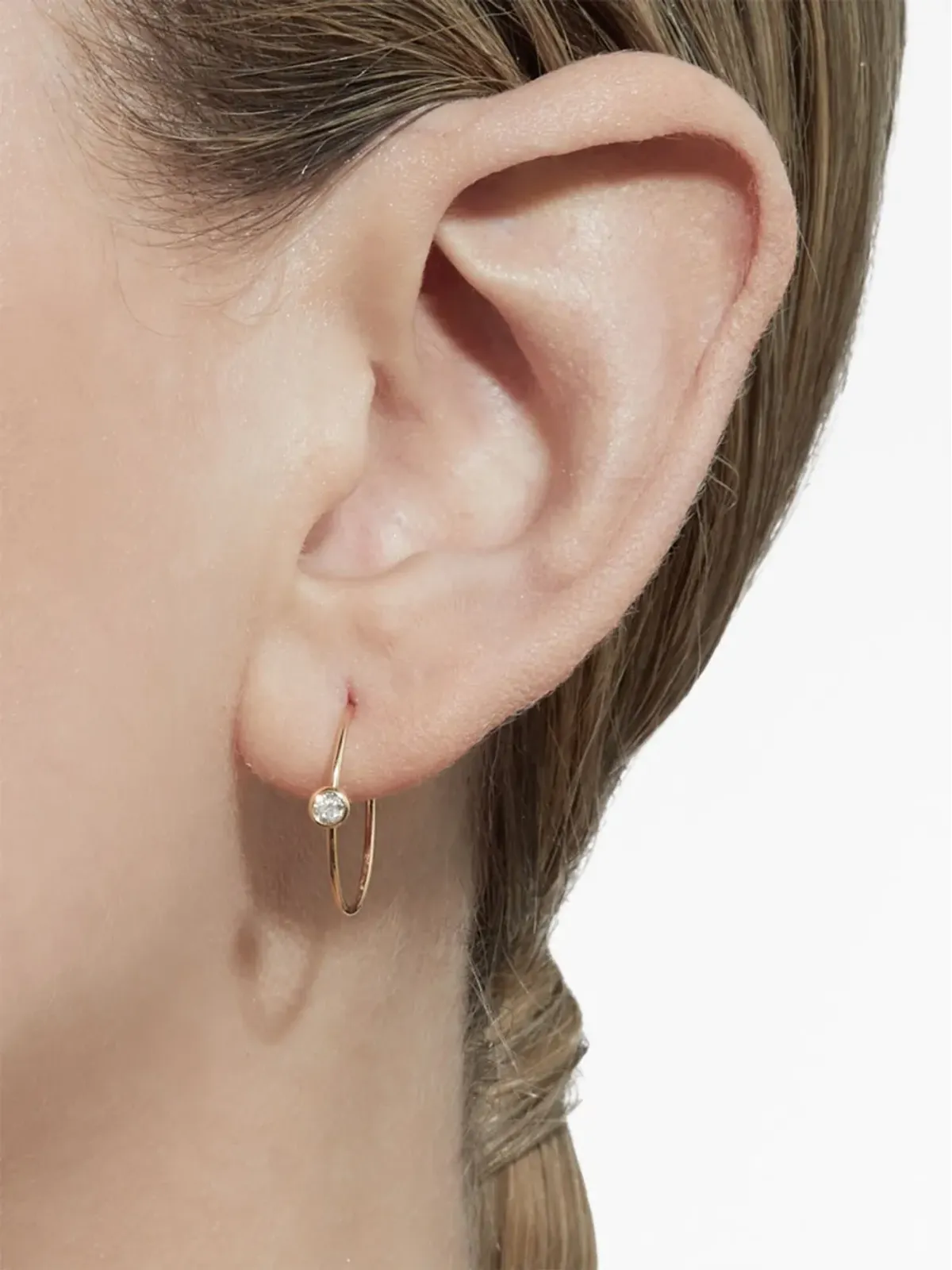 Shihara 18kt yellow gold One-Stone 01 diamond single hoop earring - 画像4