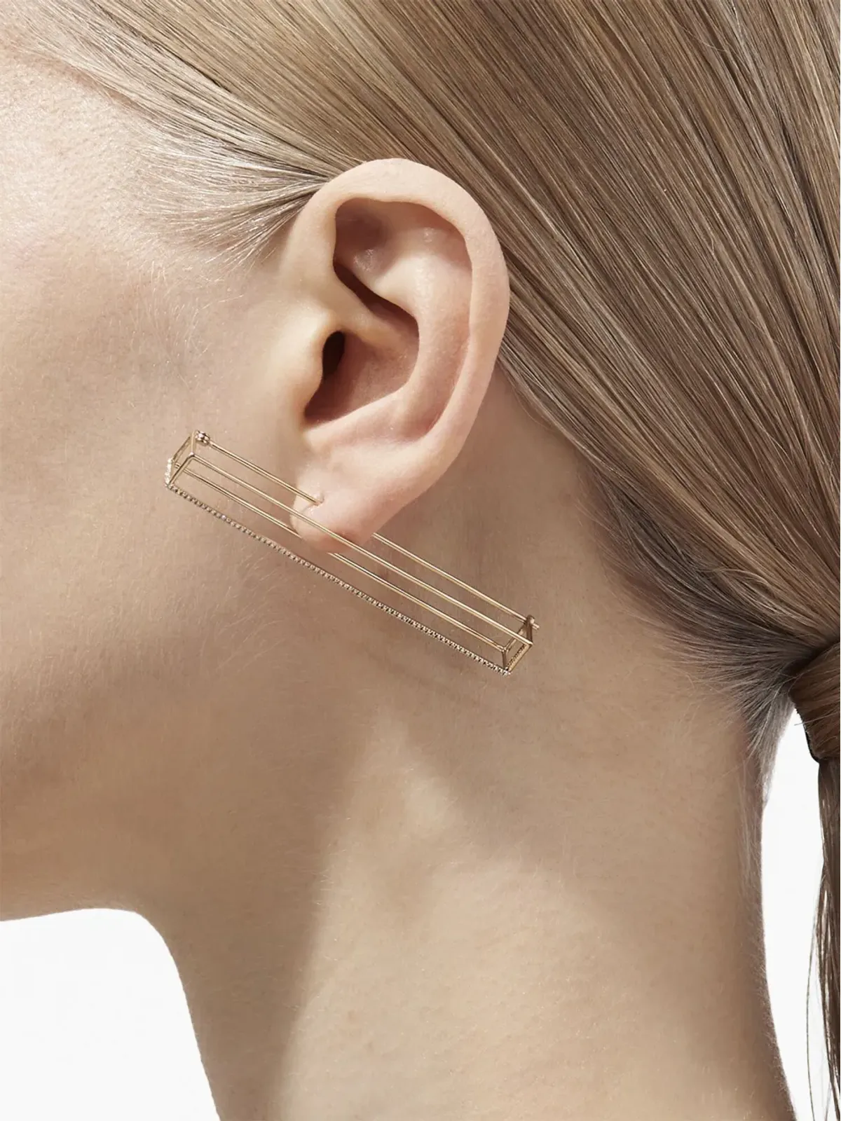Shihara 18kt イエローゴールド プリズム ダイヤモンド 片耳ピアス - 画像2