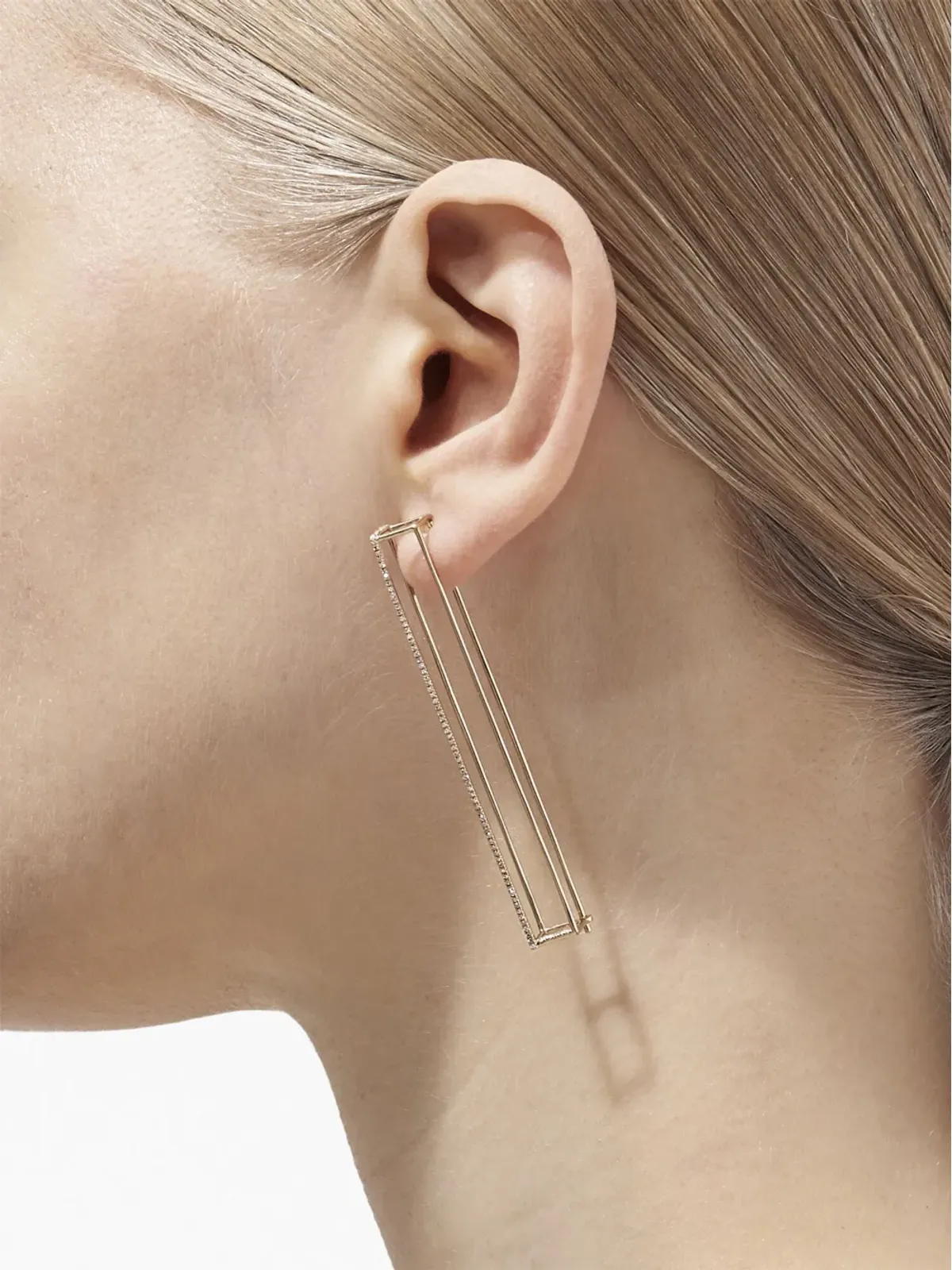 Shihara 18kt イエローゴールド プリズム ダイヤモンド 片耳ピアス - 画像3