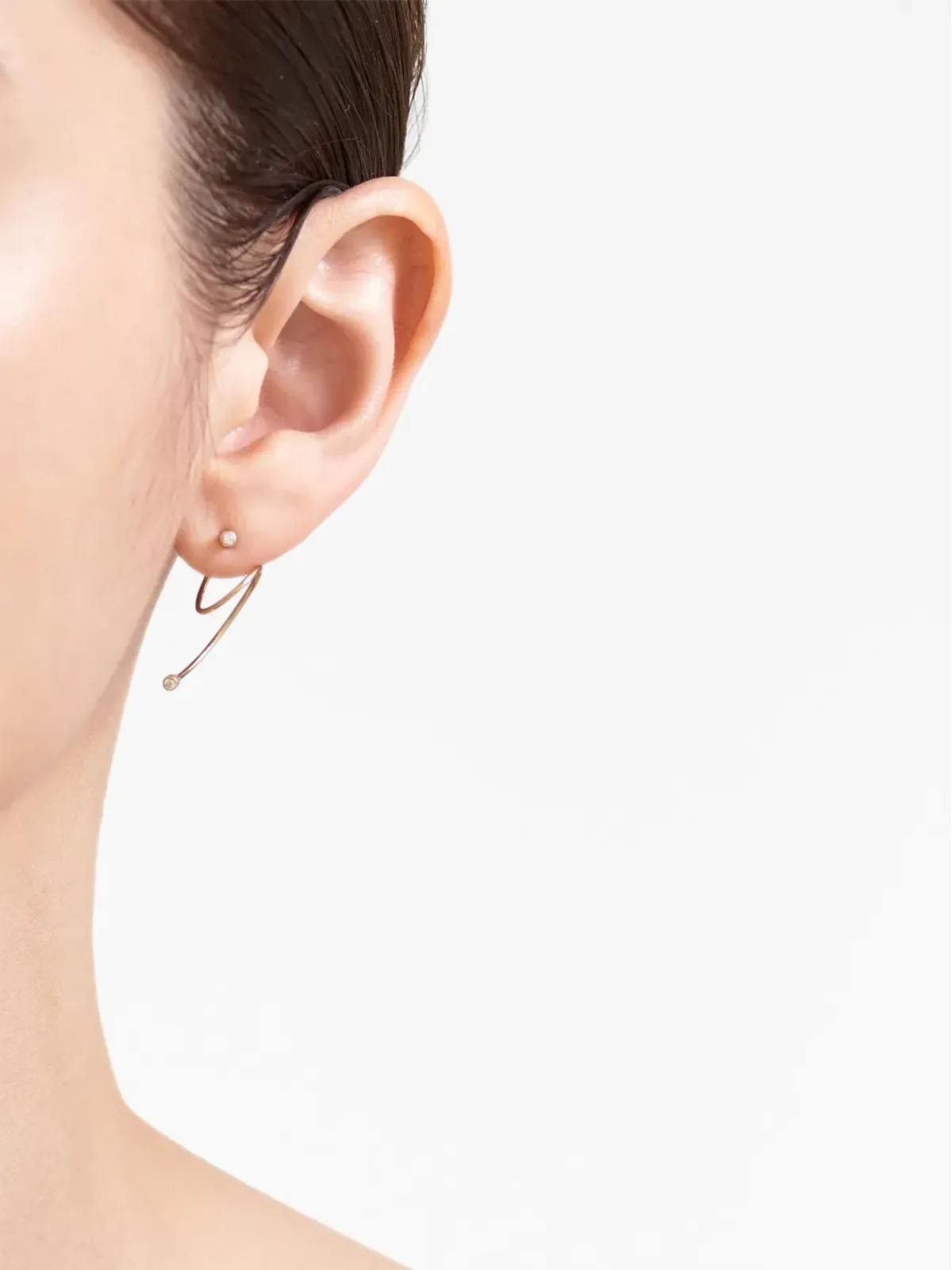 Shihara 18K イエローゴールド ツイストカール ダイヤモンド 片耳イヤリング - 画像2