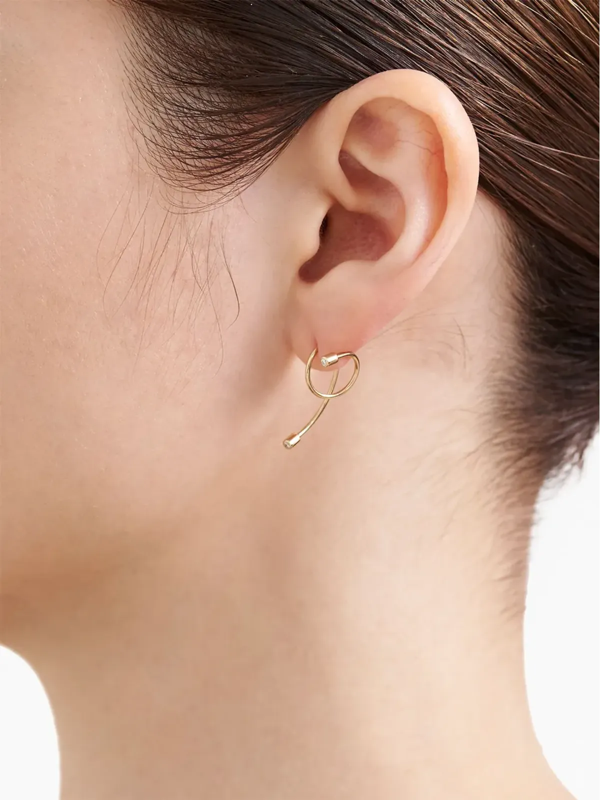 Shihara 18kt イエローゴールド ツイストカール02 ダイヤモンド 片耳用 イヤリング - 画像5