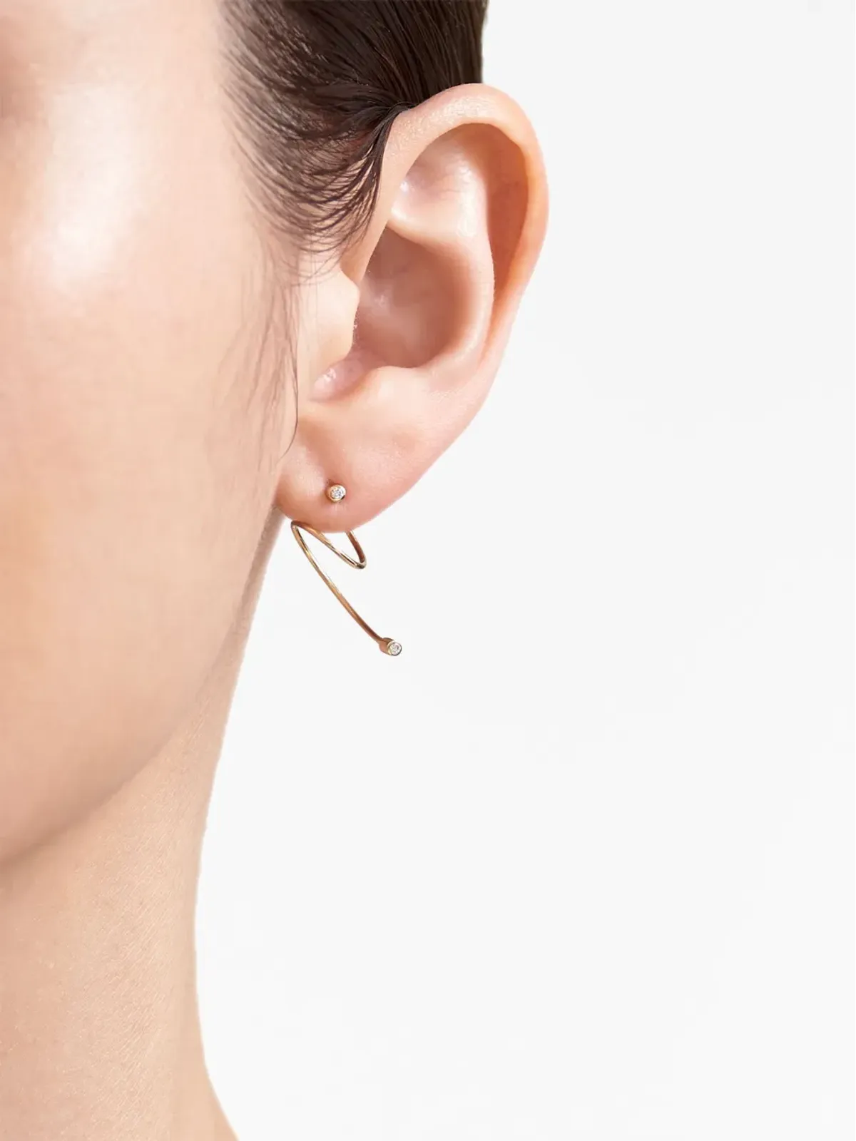Shihara 18kt イエローゴールド ツイストカール02 ダイヤモンド 片耳用 イヤリング - 画像2