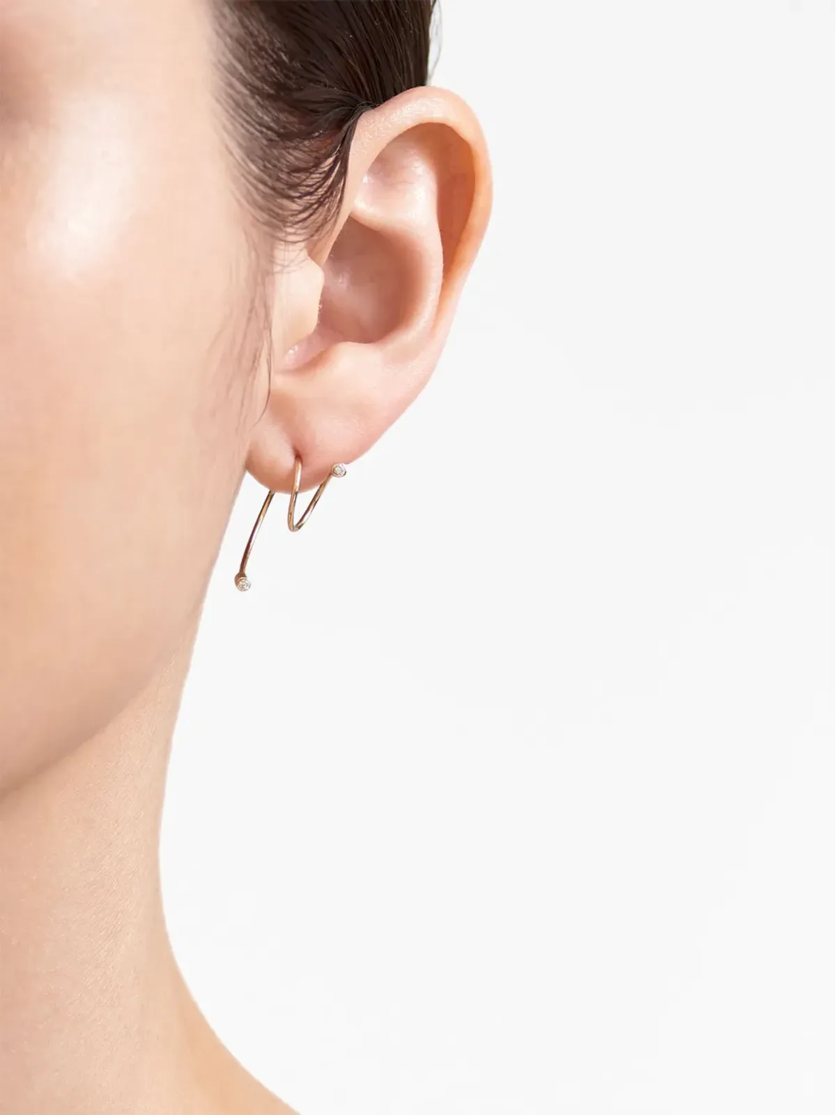 Shihara 18kt イエローゴールド ツイストカール02 ダイヤモンド 片耳用 イヤリング - 画像4