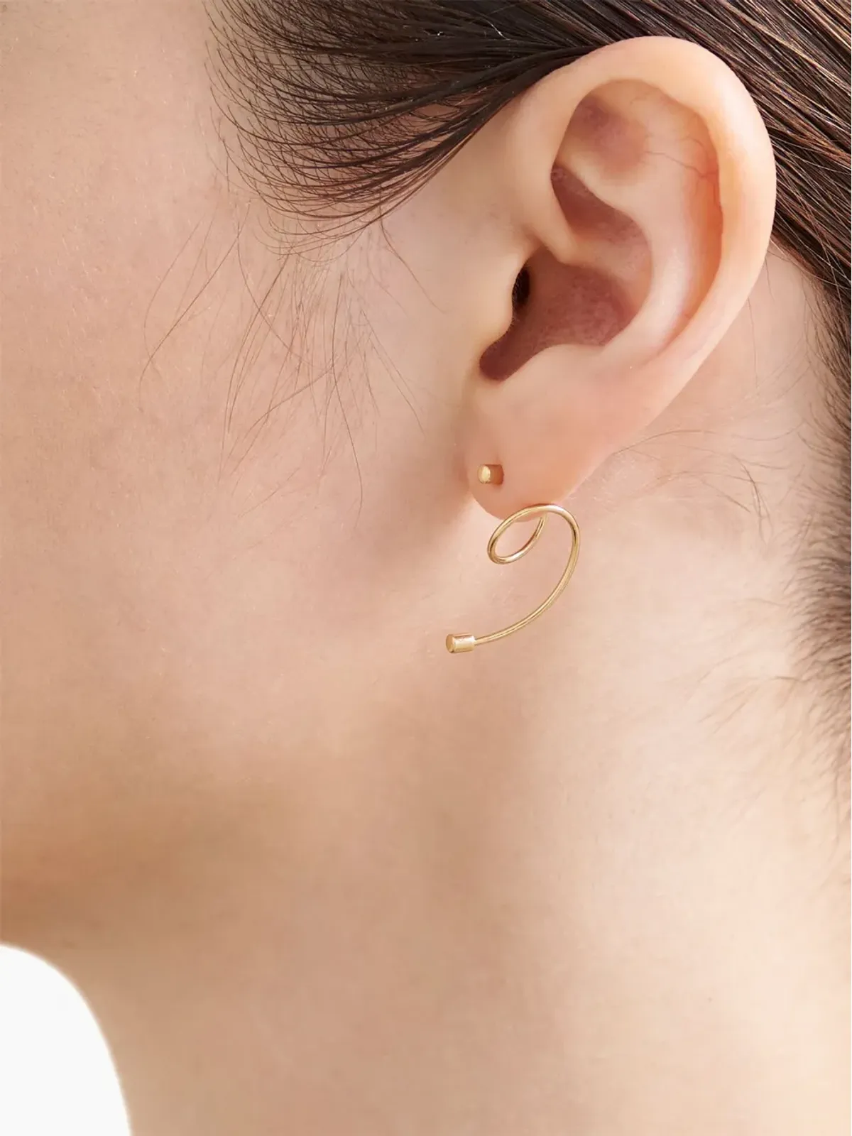 Shihara 18ktイエローゴールド ツイストカール02 シングルピアス - 画像3