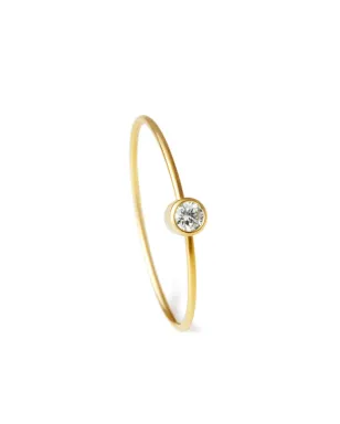 Shihara 18K イエローゴールド ダイヤモンド1石入り シングルフープピアス - サムネイル1