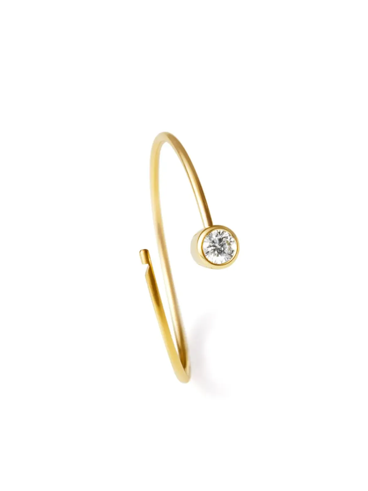 Shihara 18K イエローゴールド ダイヤモンド1石入り シングルフープピアス - 画像2