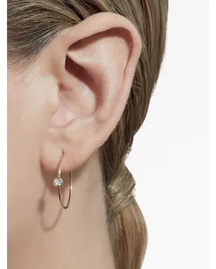 Shihara 18K イエローゴールド ダイヤモンド1石入り シングルフープピアス - サムネイル4