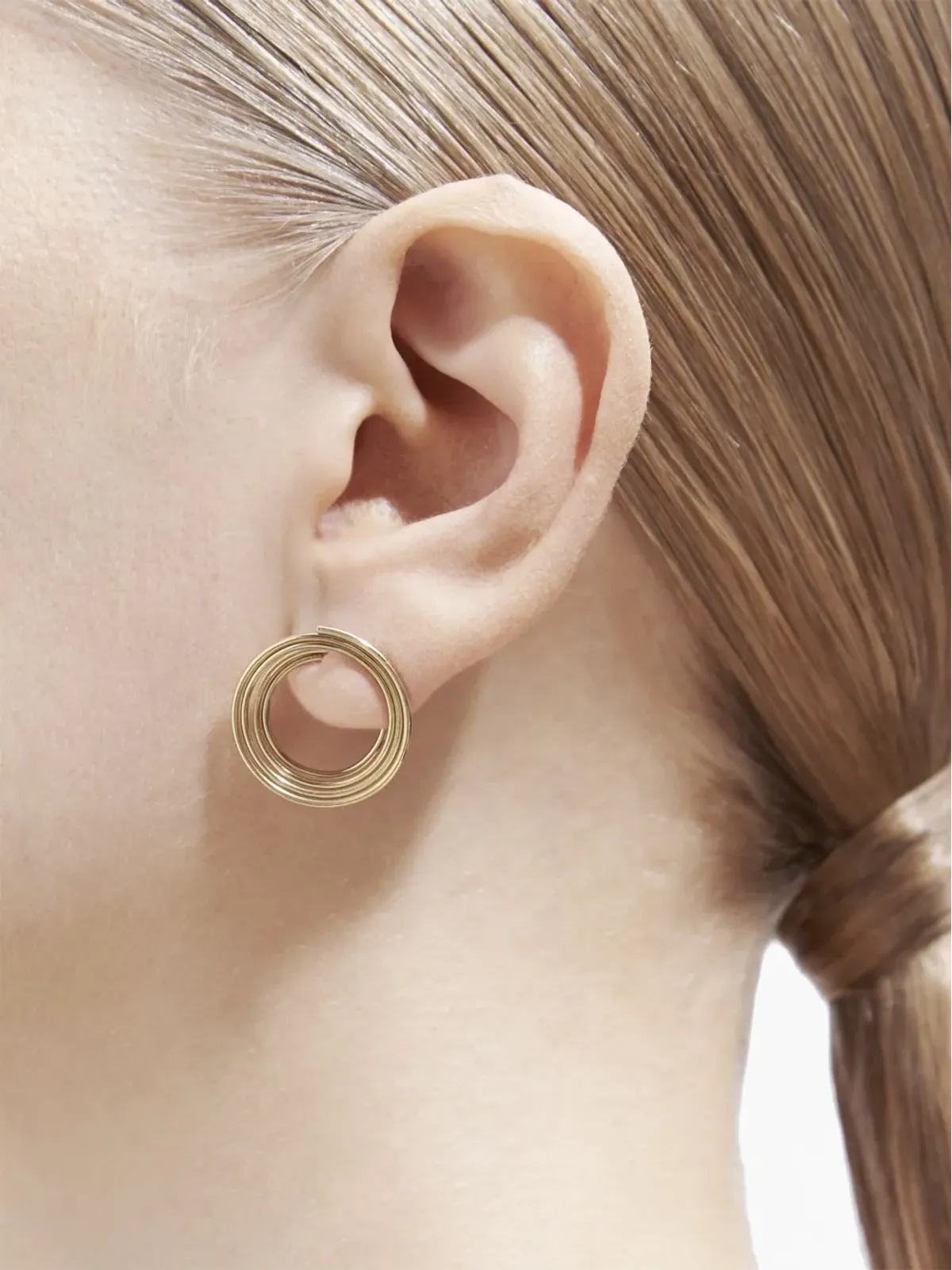 Shihara 18K イエローゴールド フラットフープ 01 イヤリング - 画像5