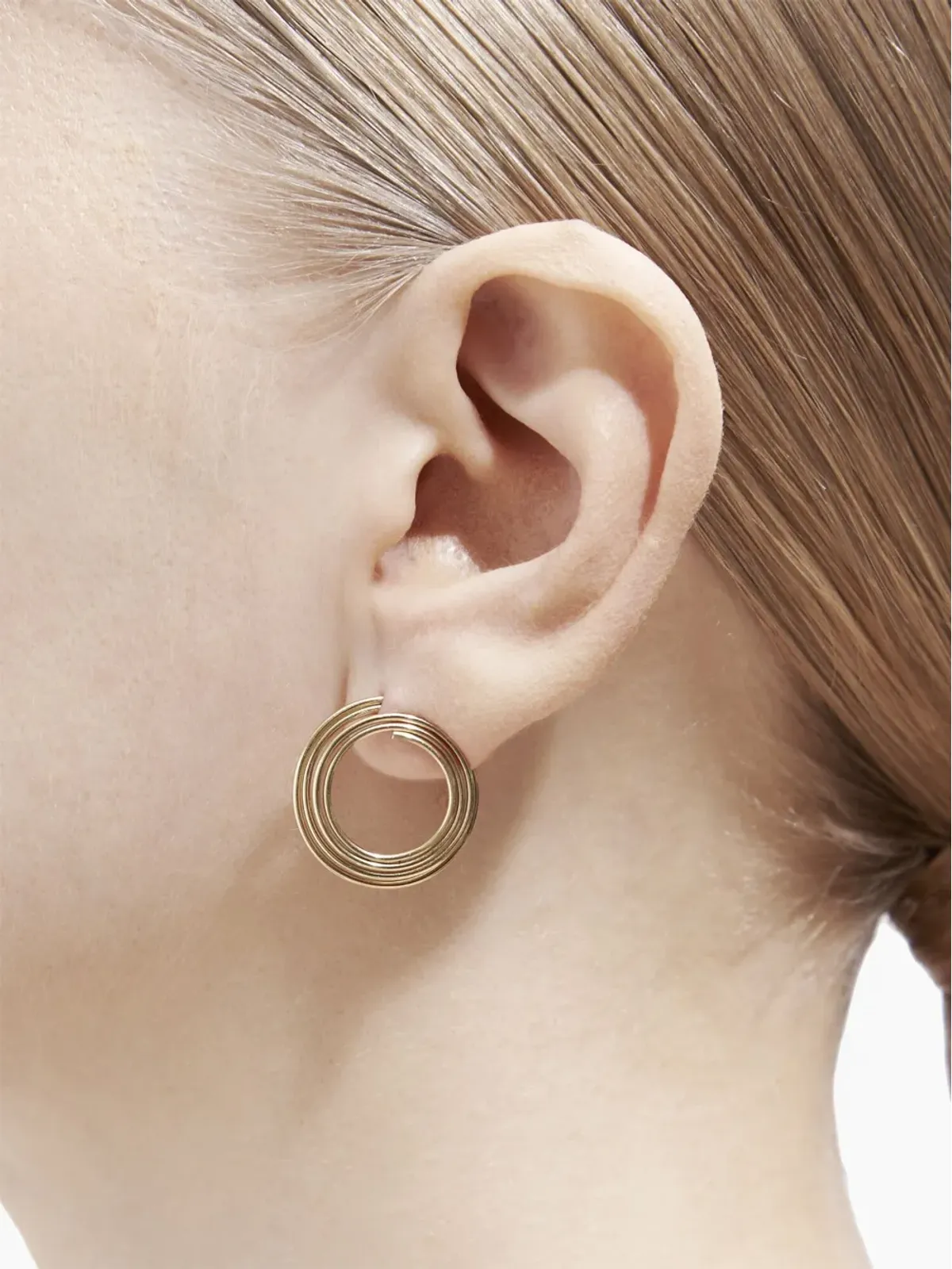 Shihara 18K イエローゴールド フラットフープ 01 イヤリング - 画像3