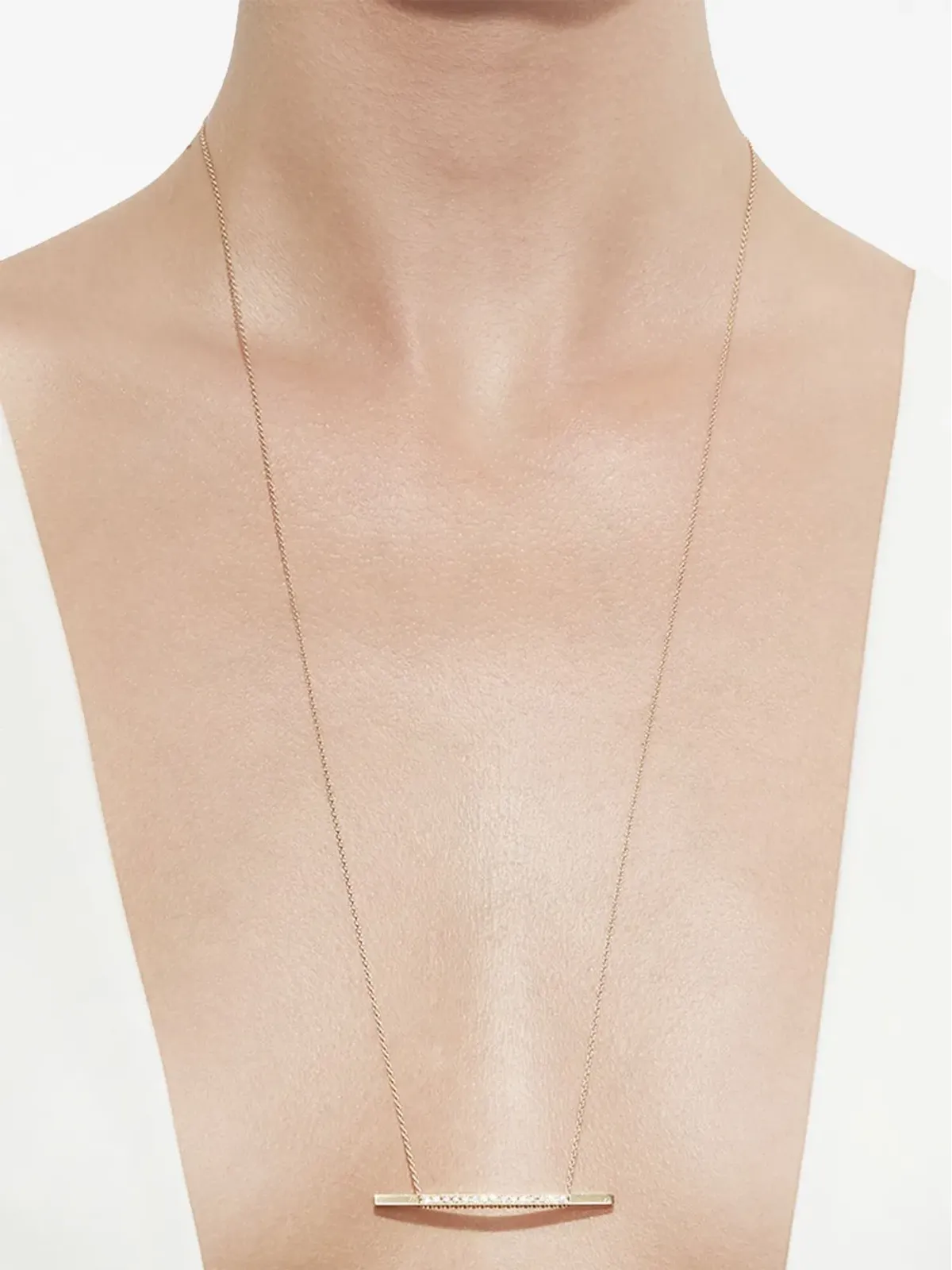 Shihara 18kt yellow gold Bar 02 diamond necklace - 画像2