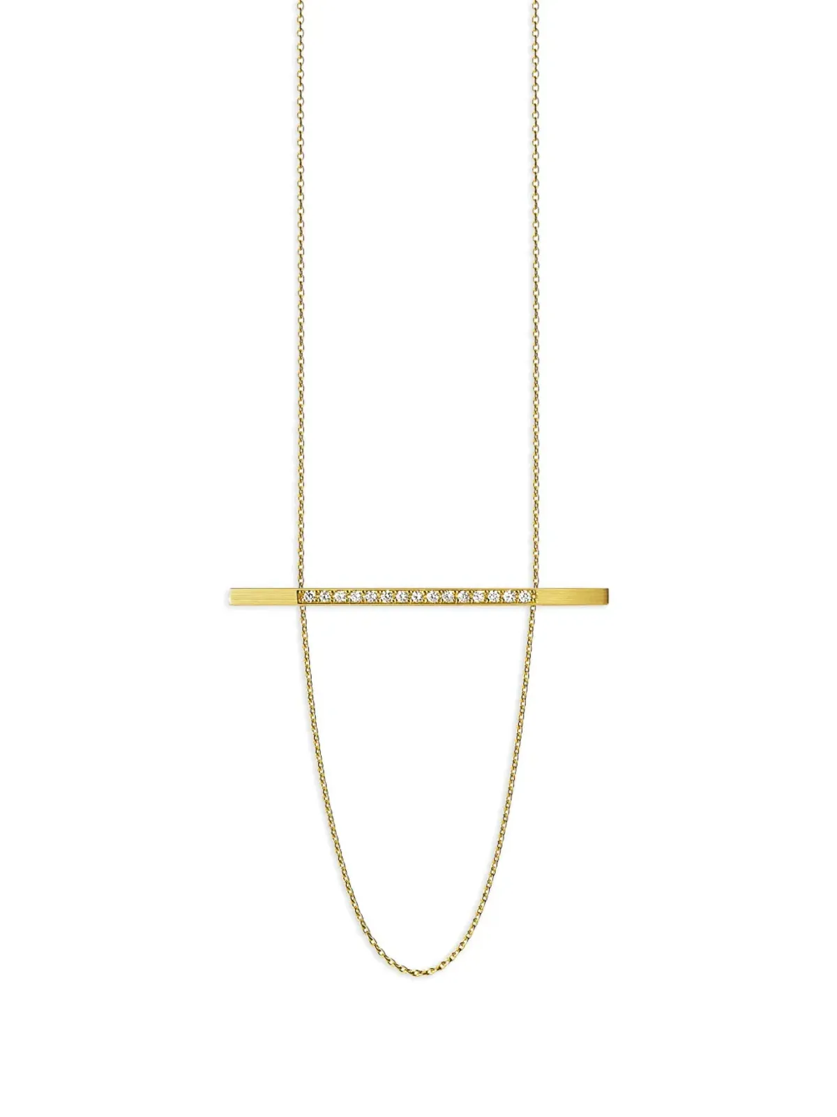 Shihara 18kt yellow gold Bar 02 diamond necklace - 画像3