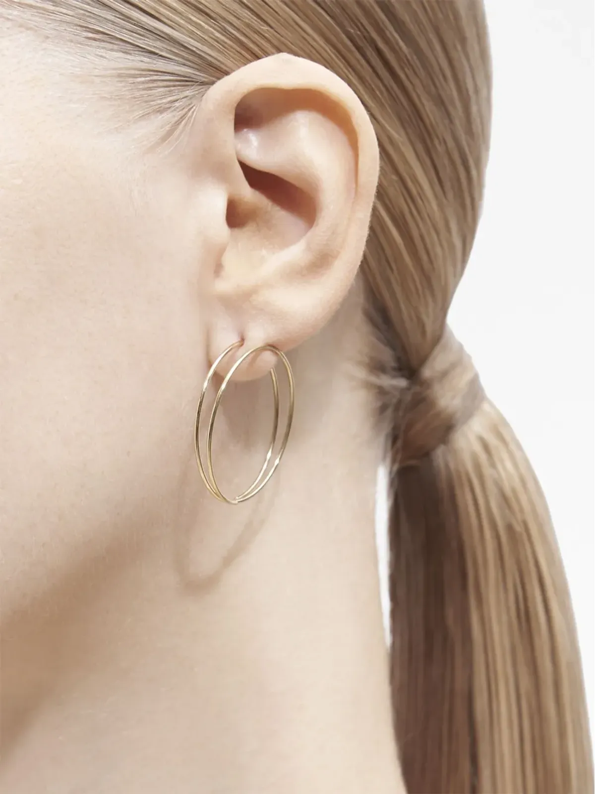 Shihara 18K イエローゴールド ダブルフープ 30 イヤリング - 画像2