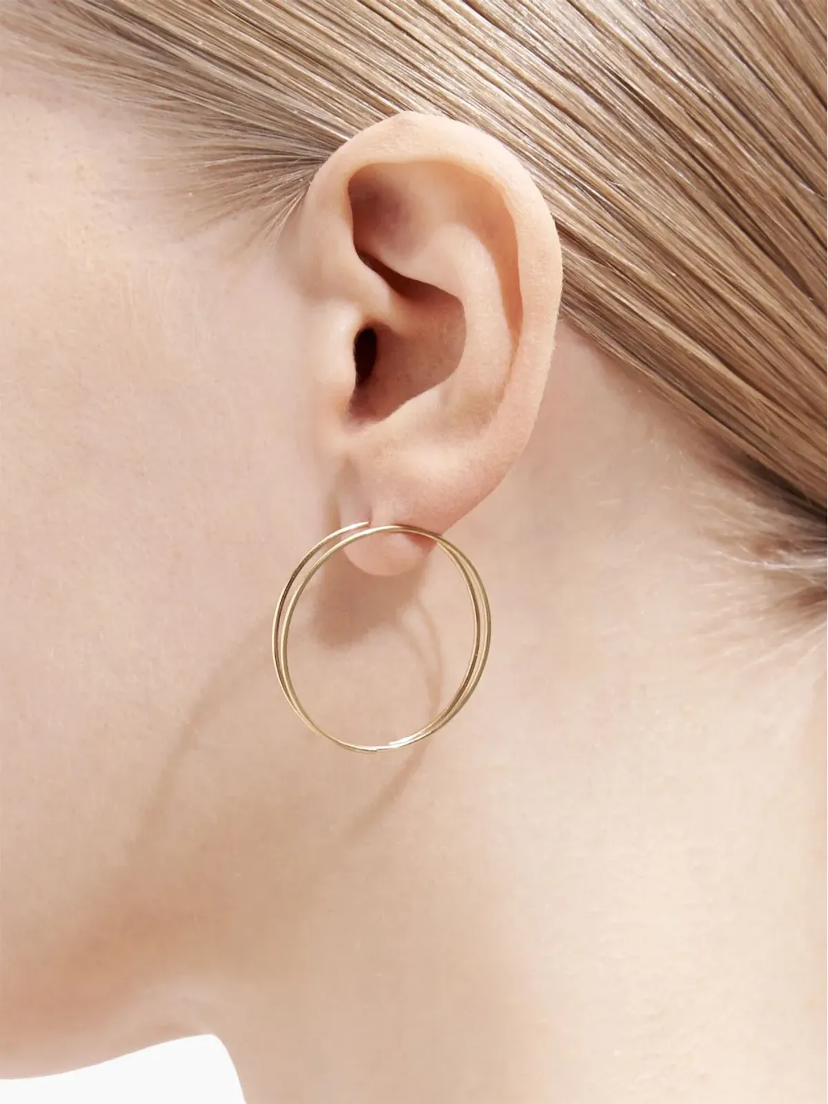 Shihara 18K イエローゴールド ダブルフープ 30 イヤリング - 画像3