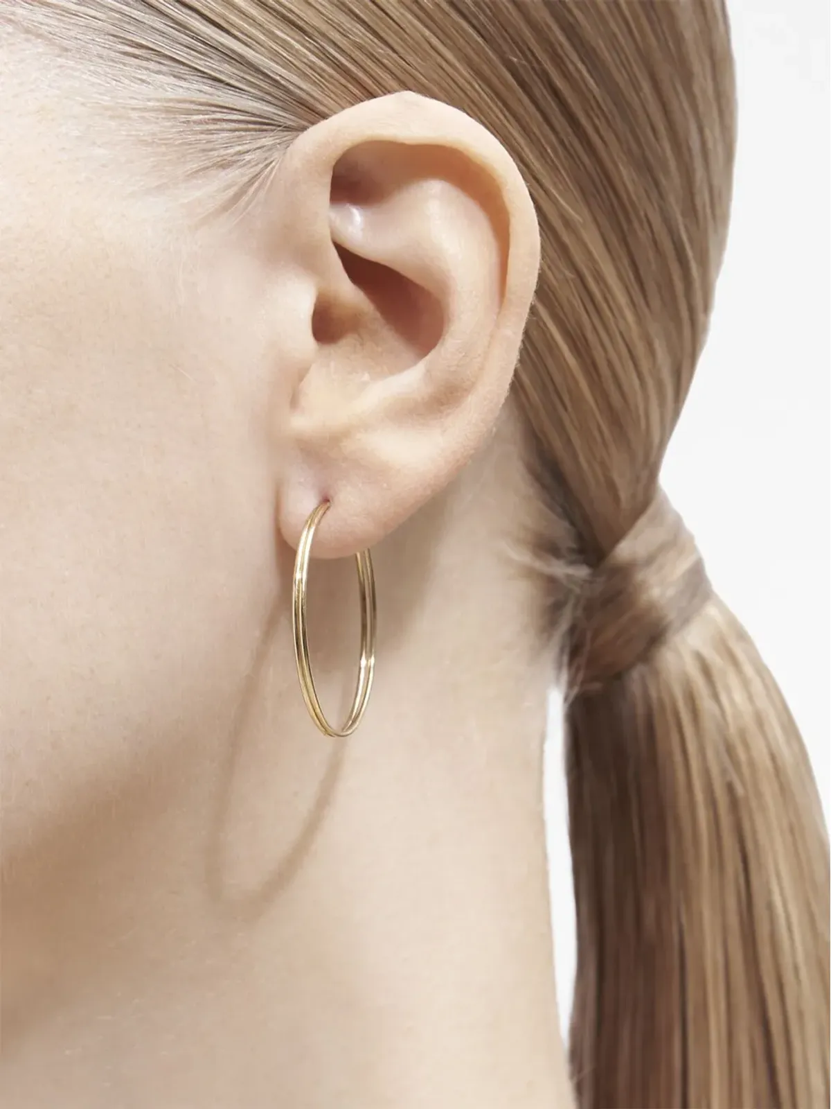 Shihara 18K イエローゴールド ダブルフープ 30 イヤリング - 画像4