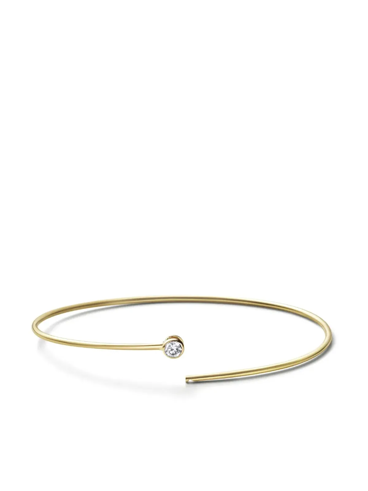 Shihara 18k イエローゴールド ワンストーン フープ バングル - 画像3
