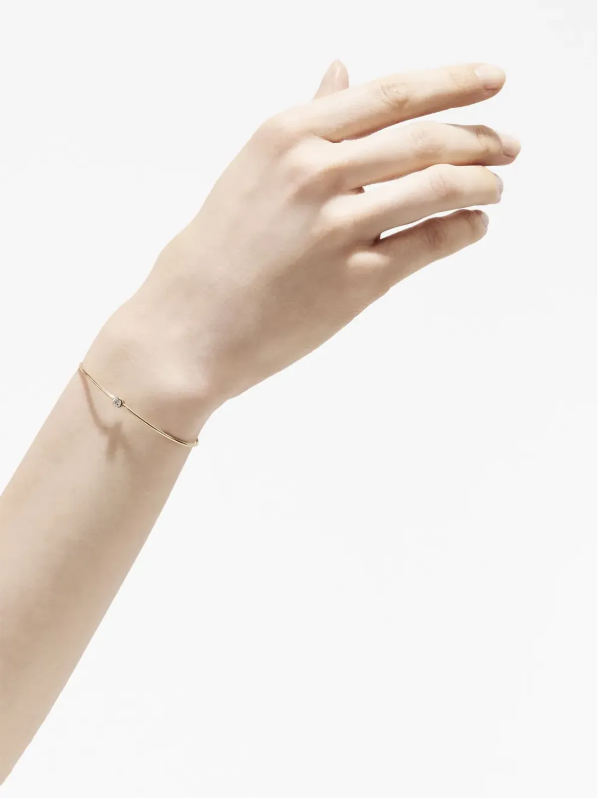 Shihara 18k イエローゴールド ワンストーン フープ バングル - 画像4