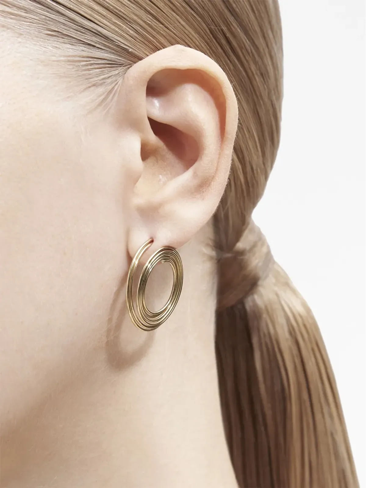 Shihara 18K イエローゴールド フラットフープ 02 イヤリング - 画像2