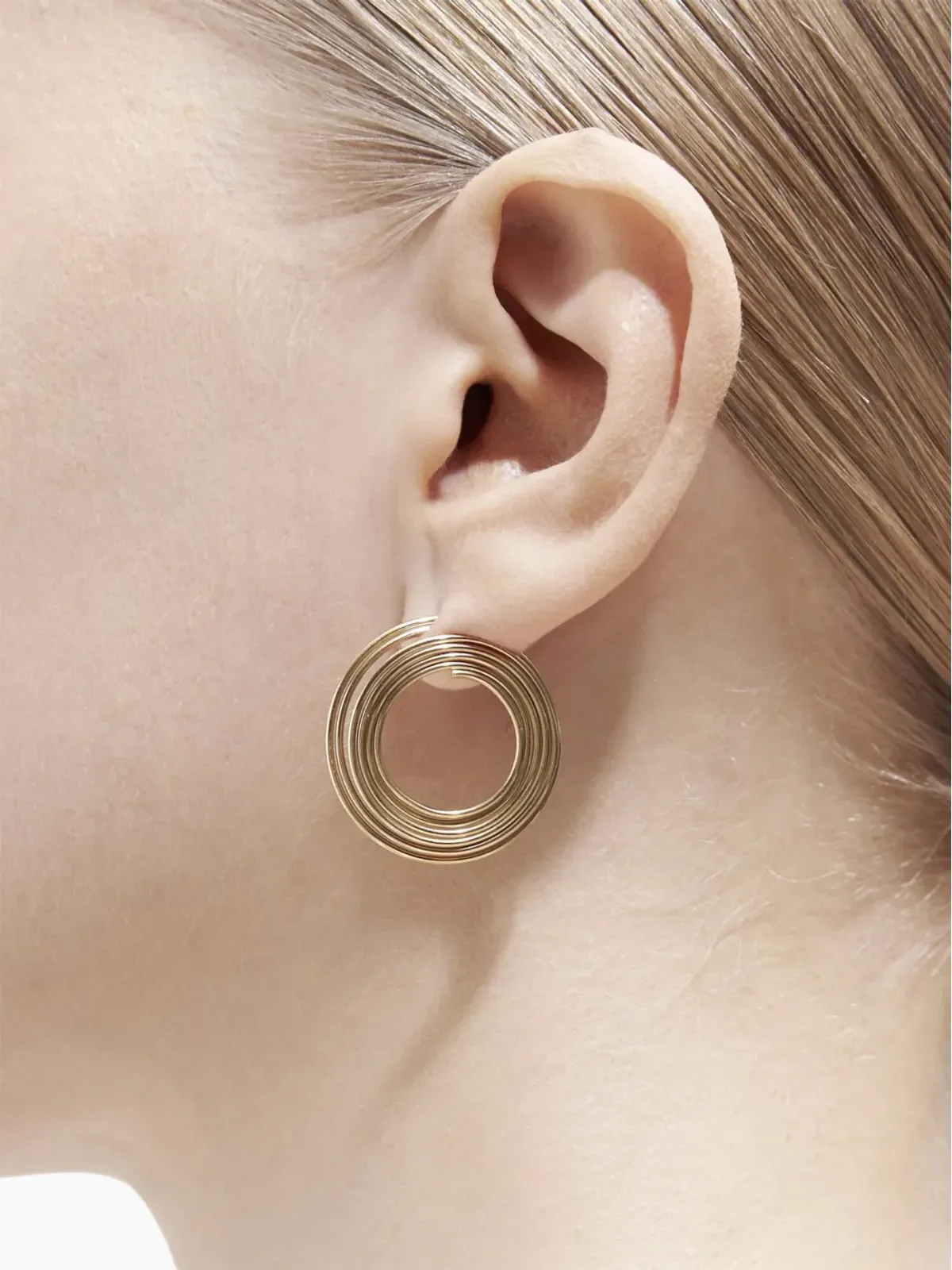 Shihara 18K イエローゴールド フラットフープ 02 イヤリング - 画像3