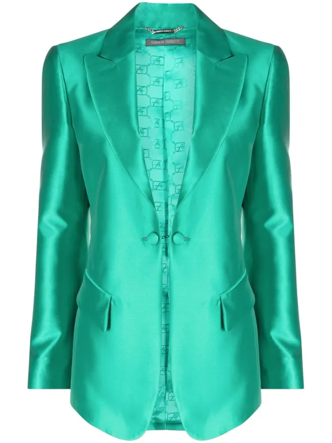 Alberta Ferretti Alberta Ferretti サテン縁取りのシングルブレストブレザーの商品画像