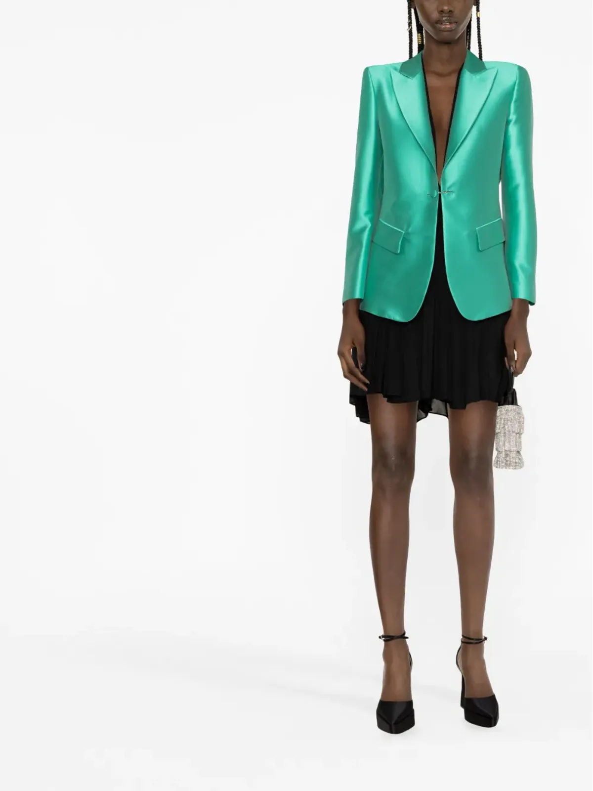 Alberta Ferretti サテン縁取りのシングルブレストブレザー - 画像2