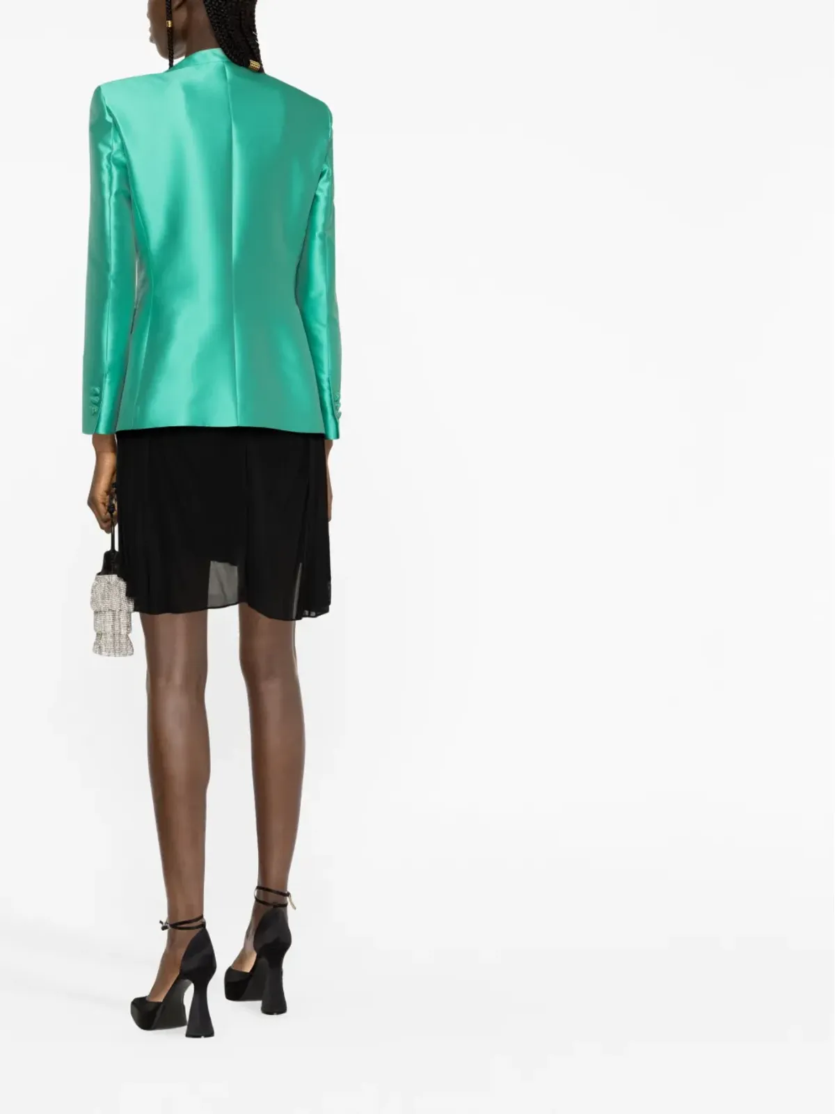 Alberta Ferretti サテン縁取りのシングルブレストブレザー - 画像4