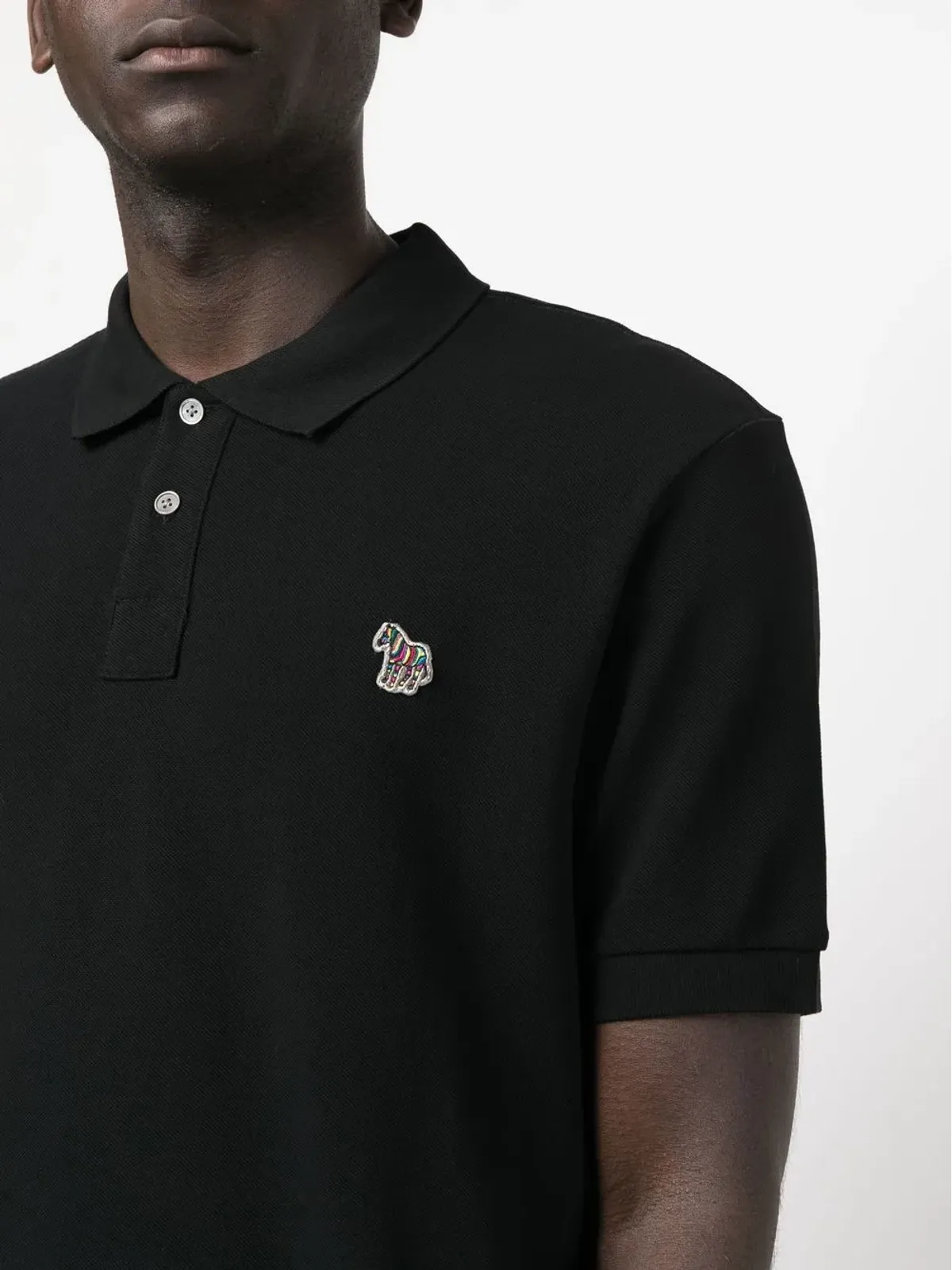 Paul Smith ロゴパッチ半袖ポロシャツ ブラック - 画像5