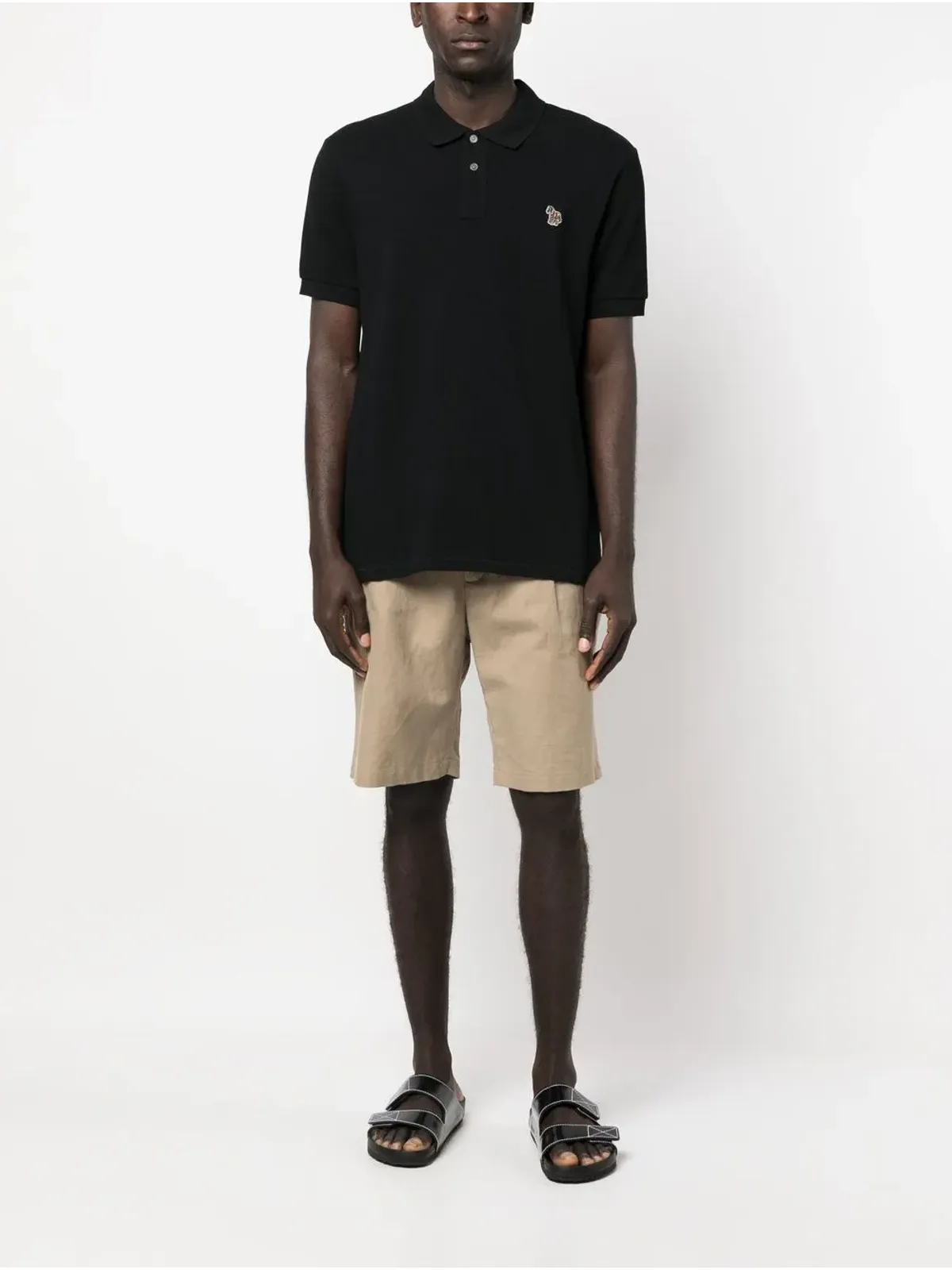 Paul Smith ロゴパッチ半袖ポロシャツ ブラック - 画像2