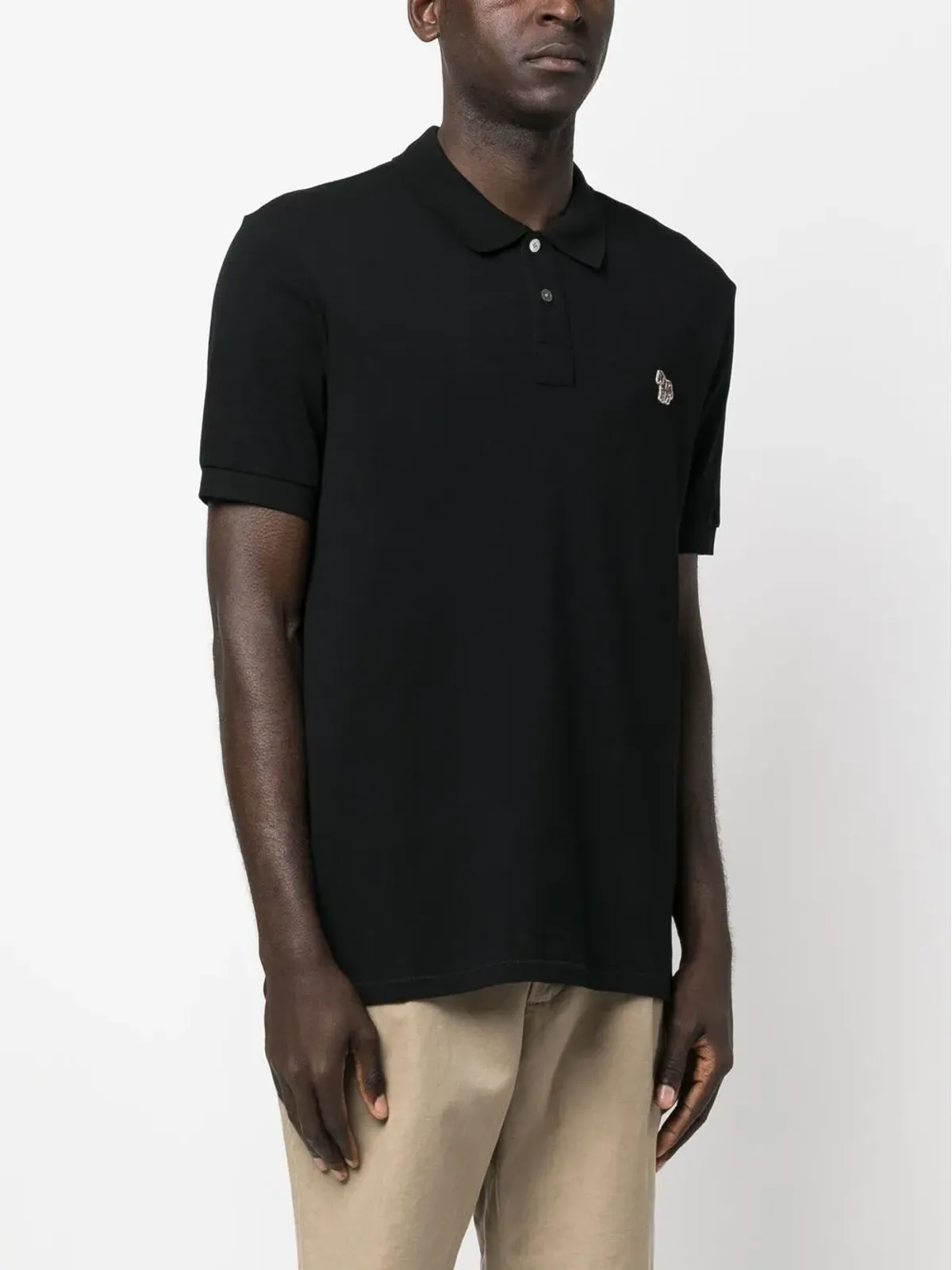 Paul Smith ロゴパッチ半袖ポロシャツ ブラック - 画像3