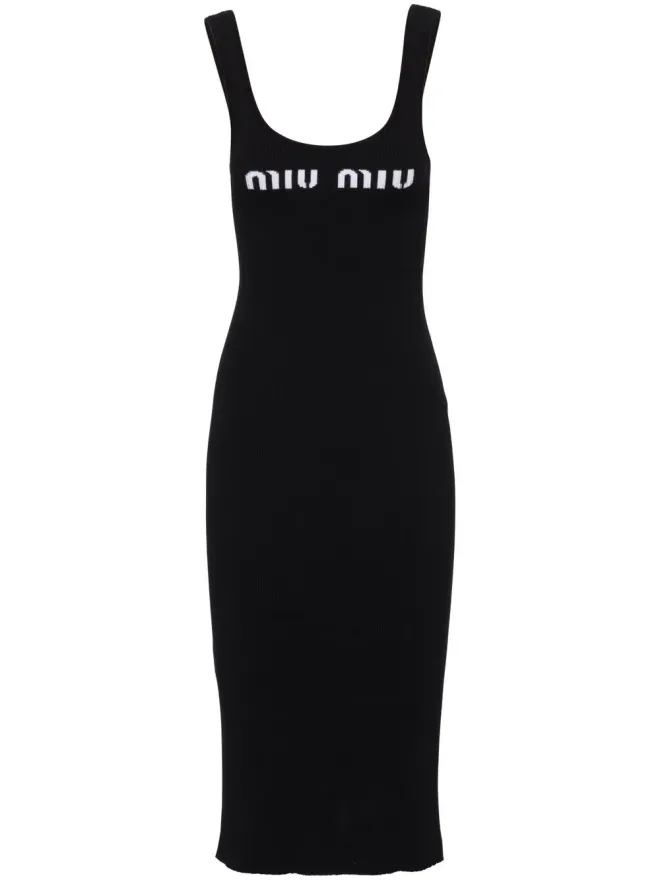 Miu Miu Miu Miu ロゴプリント オープンバック ドレスの商品画像