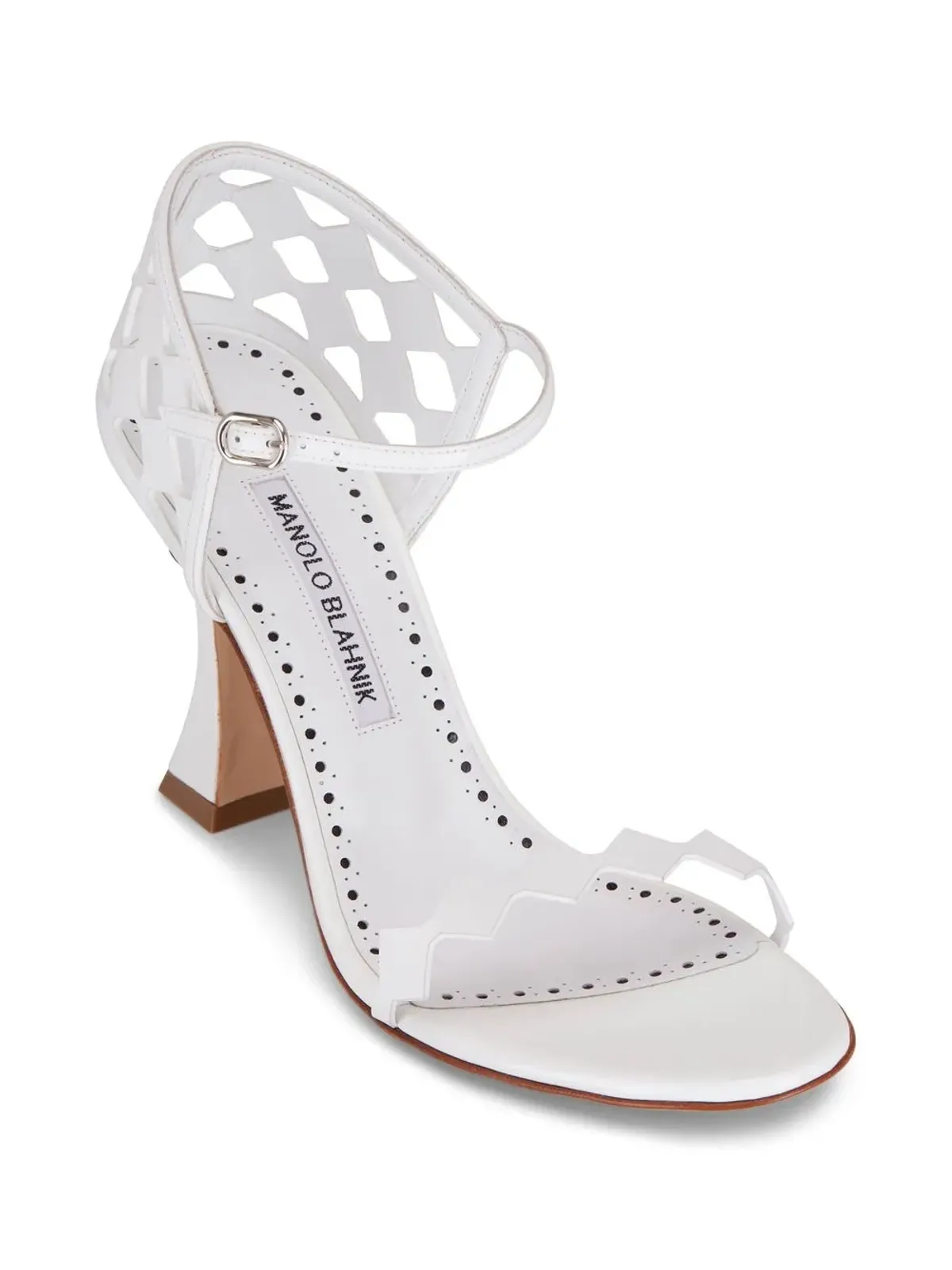 Manolo Blahnik カットアウトレザーサンダル - 画像2