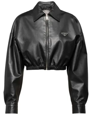 Prada クロップドレザージャケット - サムネイル1