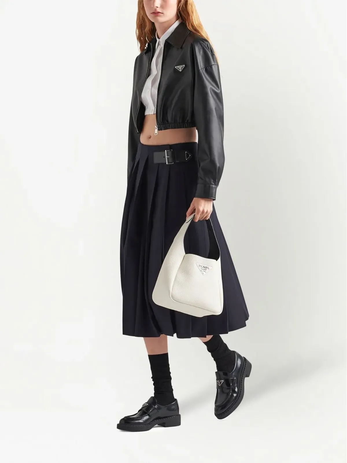 Prada クロップドレザージャケット - 画像2