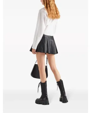 Prada プリーツレザー ミニスカート - サムネイル3