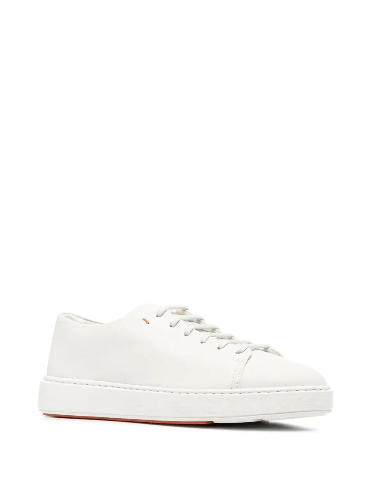 Santoni エンボスロゴ タン ローカットスニーカー - ホワイト - 画像2
