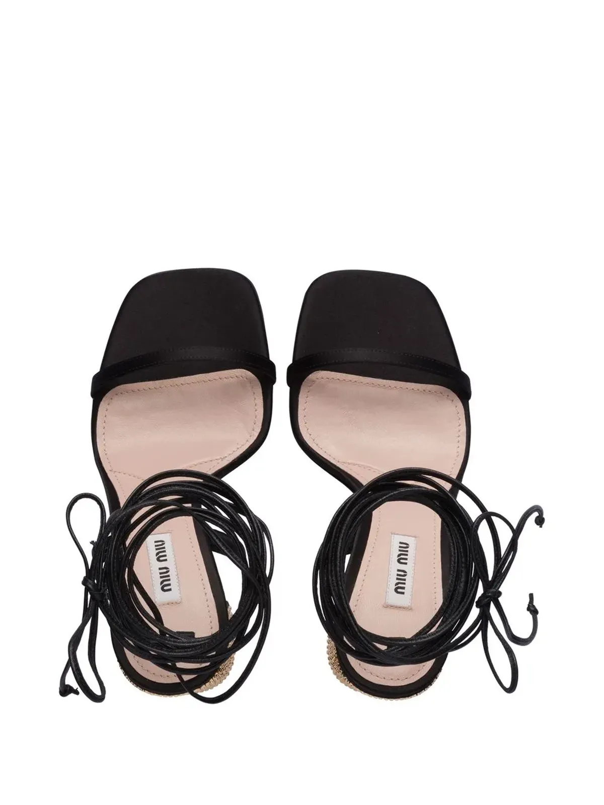 Miu Miu 100mm アンクルタイ付きサンダル - ブラック - 画像4