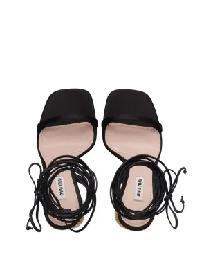 Miu Miu 100mm アンクルタイ付きサンダル - ブラック - サムネイル4