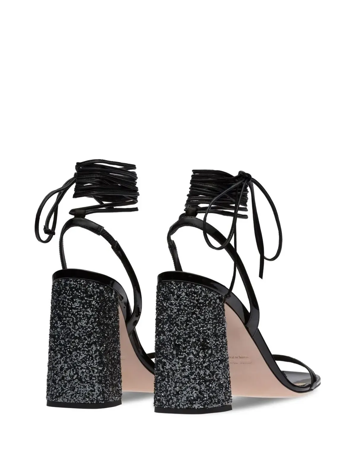 Miu Miu アンクルタイ付きグリッターサンダル - 画像3