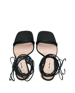 Miu Miu アンクルタイ付きグリッターサンダル - サムネイル4