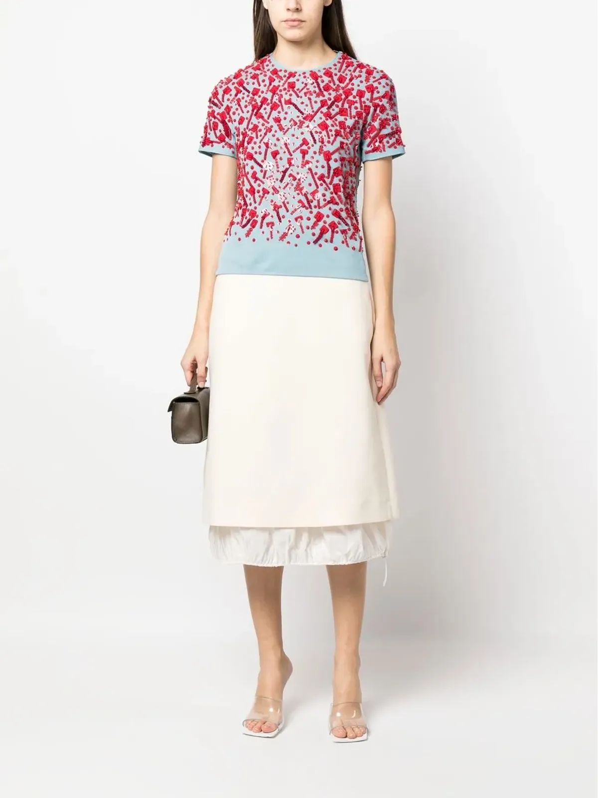 Tory Burch ダブルフェイス ウール ミディスカート - 画像2