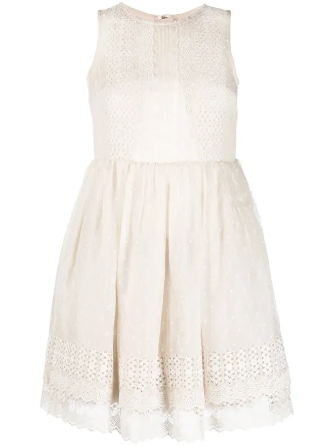 Valentino Garavani Pre-Owned Valentino Garavani Pre-Owned レースパネル付きノースリーブドレスの商品画像